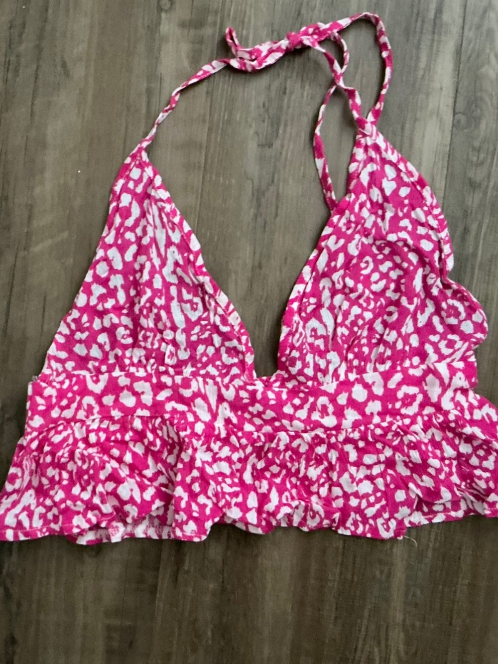 SHEIN Unity Allover Print Peplum Halter Top, size S